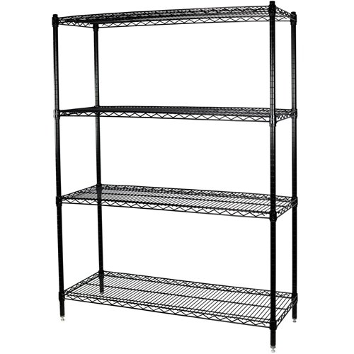 Commercial Shelving Unit 4 Tier 1000kg Width 1200mm Depth 450mm Black Wire | Stalwart DA-EB12045180A4C