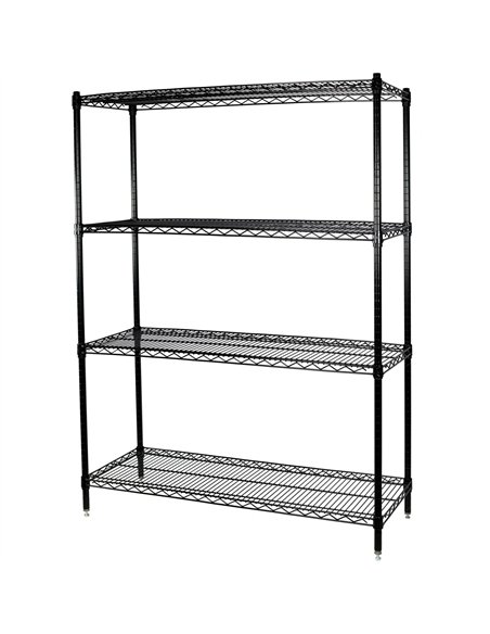 Commercial Shelving Unit 4 Tier 1000kg Width 1200mm Depth 450mm Black Wire | Stalwart DA-EB12045180A4C