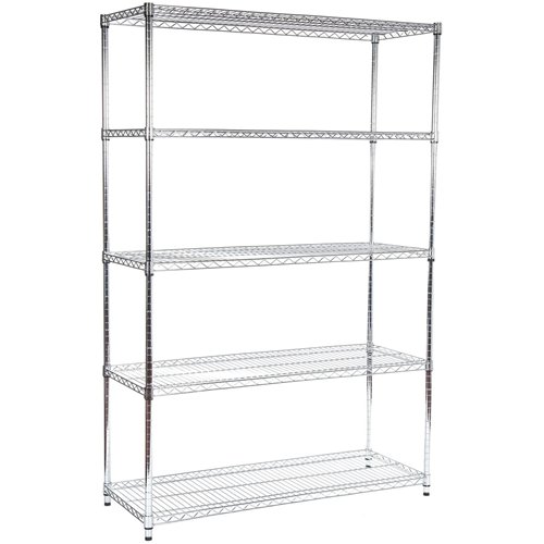 Commercial Shelving unit 5 tier 200kg/shelf Width 600mm Depth 350mm Chrome wire | Stalwart DA-CR6035180A5C