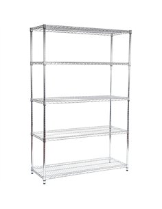 Commercial Shelving unit 5 tier 200kg/shelf Width 600mm Depth 450mm Chrome wire | Stalwart DA-CR6045180A5C