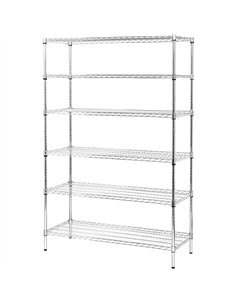 Commercial Shelving unit 6 tier 200kg/shelf Width 600mm Depth 450mm Chrome wire | Stalwart DA-CR6045200A6C