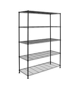 Commercial Shelving unit 5 tier 200kg/shelf Width 600mm Depth 350mm Black wire | Stalwart DA-EB6035180A5C