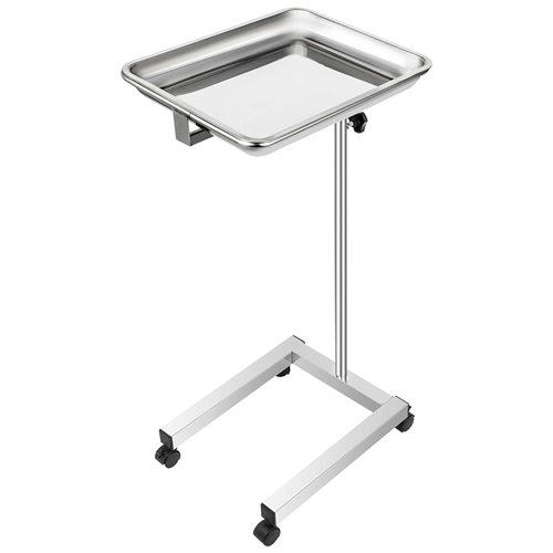 Commercial Adjustable Stainless Steel Medical Tray Stand 450 x 345 x 735-1250mm | Stalwart DA-JSN332