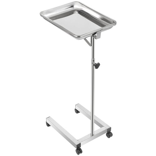 Commercial Adjustable Stainless Steel Medical Tray Stand 450 x 345 x 735-1250mm | Stalwart DA-JSN332