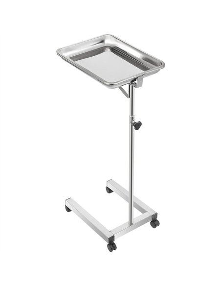 Commercial Adjustable Stainless Steel Medical Tray Stand 450 x 345 x 735-1250mm | Stalwart DA-JSN332
