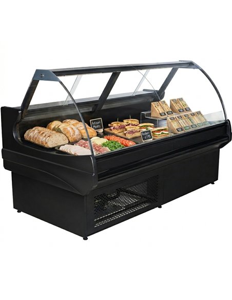 Serve over Deli counter Curved glass front Width 1350mm | Stalwart DA-BLUEL116