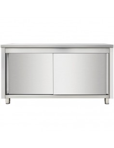 Commercial Worktop Floor Cupboard Sliding doors Stainless steel Width 1400mm Depth 600mm | DA-THASR146