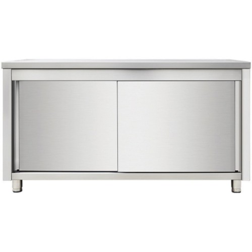 Commercial Worktop Floor Cupboard Sliding doors Stainless steel Width 1400mm Depth 600mm | DA-THASR146