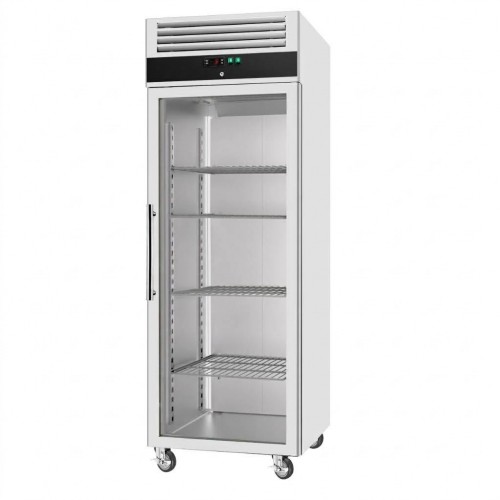 600lt Commercial Freezer Stainless Steel Single Glass Door GN2/1 Ventilated cooling | Stalwart on Castors