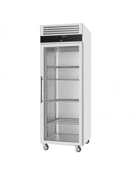 600lt Commercial Freezer Stainless Steel Single Glass Door GN2/1 Ventilated cooling | Stalwart on Castors