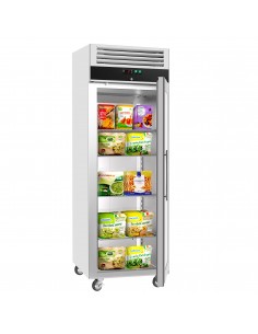 600lt Commercial Freezer Stainless Steel Single Glass Door GN2/1 Ventilated cooling | Stalwart on Castors