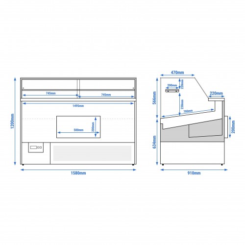Serve Over Counter - 1580x910mm -...