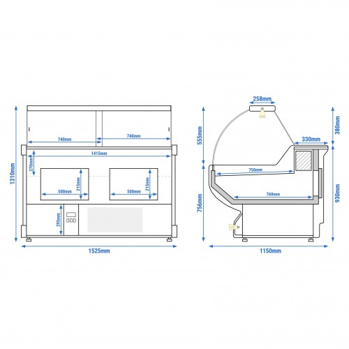 Serve Over Counter - 1525x1150mm -...