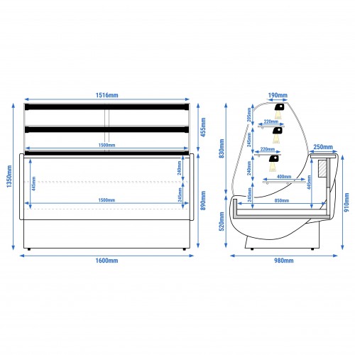 Serve Over Counter - 1600x980mm -...