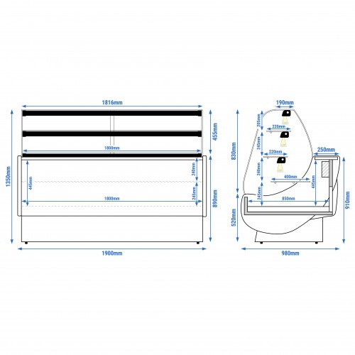 Serve Over Counter - 1900x980mm -...