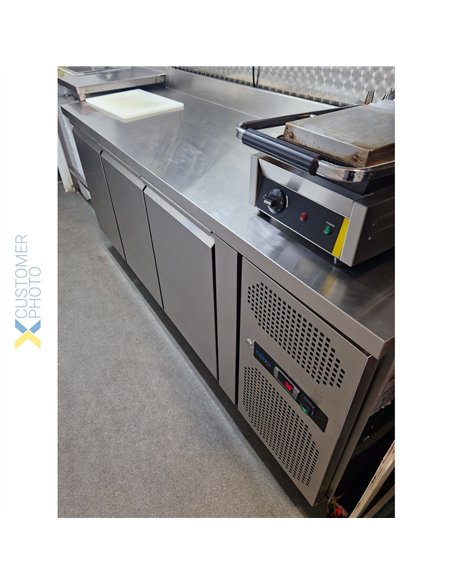 Professional Refrigerated Counter with Upstand 3 Doors Depth 600mm | Stalwart DA-THSNACK3200TNEC