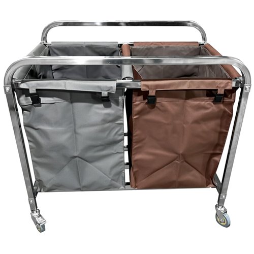 Commercial Dual Bag Stainless Steel Linen/Waste Trolley 900 x 650 x 850mm | Stalwart DA-WHDC9065B2