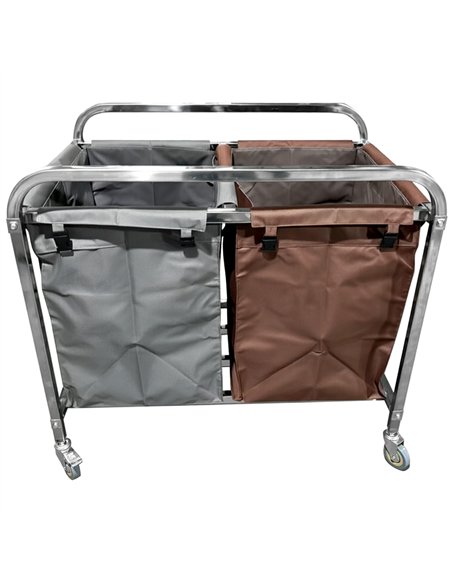 Commercial Dual Bag Stainless Steel Linen/Waste Trolley 900 x 650 x 850mm | Stalwart DA-WHDC9065B2
