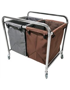 Commercial Dual Bag Stainless Steel Linen/Waste Trolley 900 x 650 x 850mm | Stalwart DA-WHDC9065B2 2