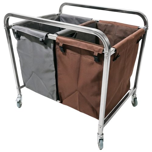 Commercial Dual Bag Stainless Steel Linen/Waste Trolley 900 x 650 x 850mm | Stalwart DA-WHDC9065B2