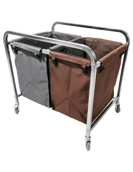 Commercial Dual Bag Stainless Steel Linen/Waste Trolley 900 x 650 x 850mm | Stalwart DA-WHDC9065B2