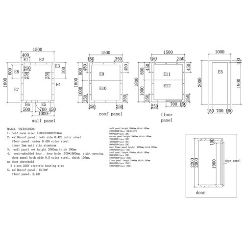 Modular Cold Room / Freezer Room 1500 x 1800 x 2200mm 100mm Insulated Panels | Stalwart DA-YSCR1518201