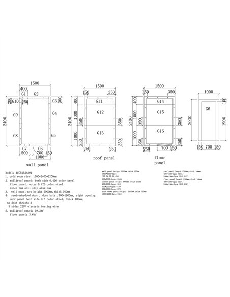 Modular Cold Room / Freezer Room 1500 x 2400 x 2200mm 100mm Insulated Panels | Stalwart DA-YSCR1524201
