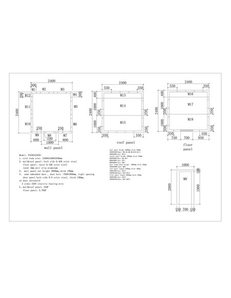 Modular Cold Room / Freezer Room 2400 x 2400 x 2200mm 100mm Insulated Panels | Stalwart DA-YSCR2424201