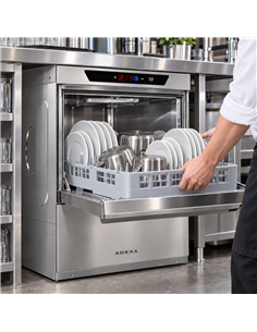 Commercial Dishwasher with  detergent + rinse  + drain pump 500 Plates/h 500x500mm rack 230V | Stalwart DA-INOK102 2