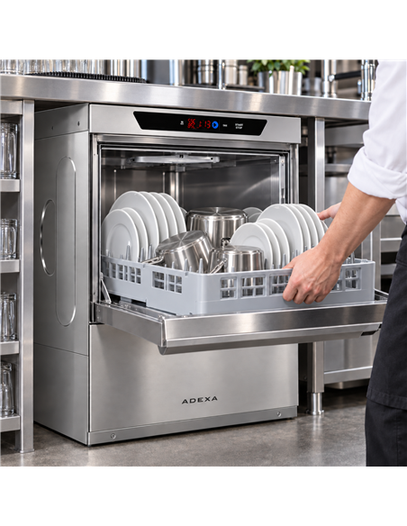 Commercial Dishwasher with  detergent + rinse  + drain pump 500 Plates/h 500x500mm rack 230V | Stalwart DA-INOK102