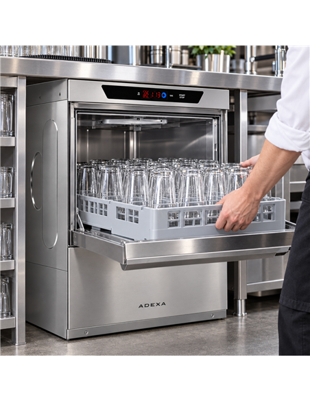 Commercial Dishwasher with  detergent + rinse  + drain pump 500 Plates/h 500x500mm rack 230V | Stalwart DA-INOK102