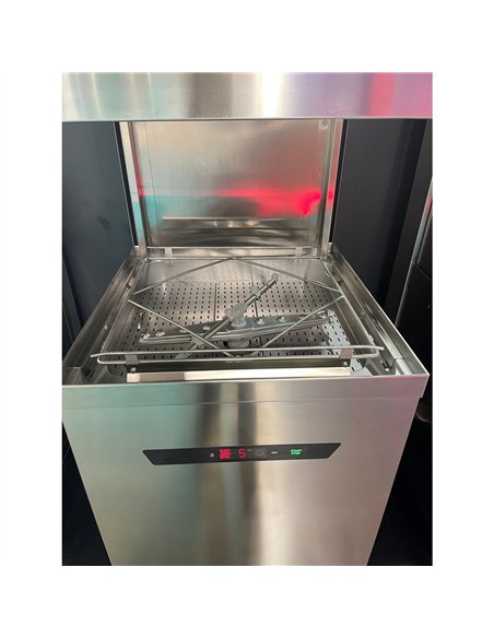 Commercial Hood Type Dishwasher with detergent + rinse pump 1080 Plates/h 500x500mm Rack 8.7kW 400V | Stalwart DA-INOK104
