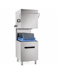 Commercial Hood Type Dishwasher 230V with detergent + rinse pump 1080 Plates/h 500x500mm Rack 6.7kW  | Stalwart DA-INOK106 2