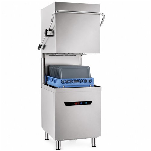 Commercial Hood Type Dishwasher 230V with detergent + rinse pump 1080 Plates/h 500x500mm Rack 6.7kW  | Stalwart DA-INOK106