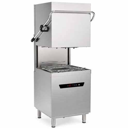 Commercial Hood Type Dishwasher 230V with detergent + rinse pump 1080 Plates/h 500x500mm Rack 6.7kW  | Stalwart DA-INOK106