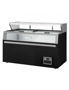 Commercial Supermarket Island Freezer 1454mm – 402 Ltr Black – Sliding Glass Lids & Baskets 2