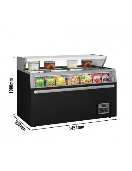 Commercial Supermarket Island Freezer 1454mm – 402 Ltr Black – Sliding Glass Lids & Baskets
