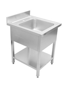 Commercial Sink Stainless steel 1 bowl Bottom shelf Splashback 600mm Depth 600mm | DA-THSTR66BM1