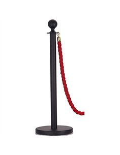Commercial Black Queue Barrier Post 1000mm Ball Top Stanchion | Stalwart DA-BBP02A