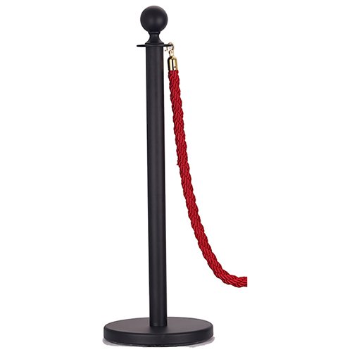 Commercial Black Queue Barrier Post 1000mm Ball Top Stanchion | Stalwart DA-BBP02A