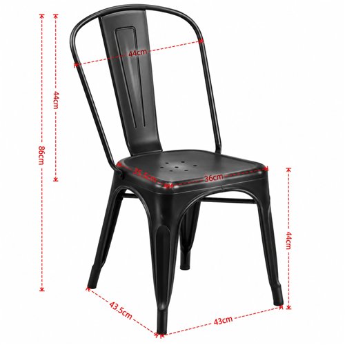 Commercial Gun Metal Dining Chair 200kg Capacity | Stalwart DA-WW163GM
