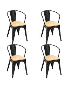 Commercial Gun Metal Dining Chair with Wooden Seat 200kg Capacity | Stalwart DA-WW170GM