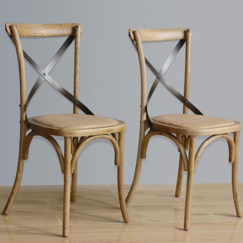 Bolero Wooden Dining Chairs with Backrest (Pack of 2)