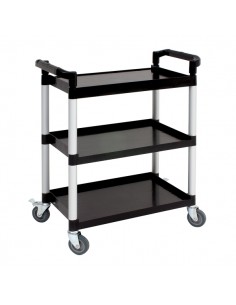 Genware Small 3 Tier Pp Trolley Black Shelves