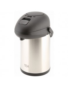 Tea Inscribed Stainless Steel Vacuum Pump Pot 2.5L