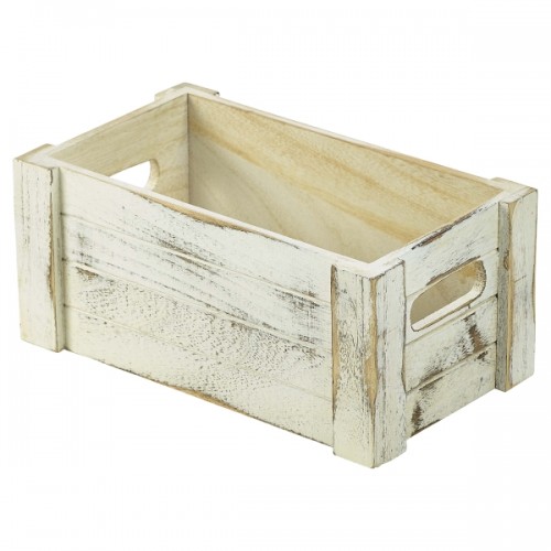 Wooden Crate White Wash Finish 27x16x12cm