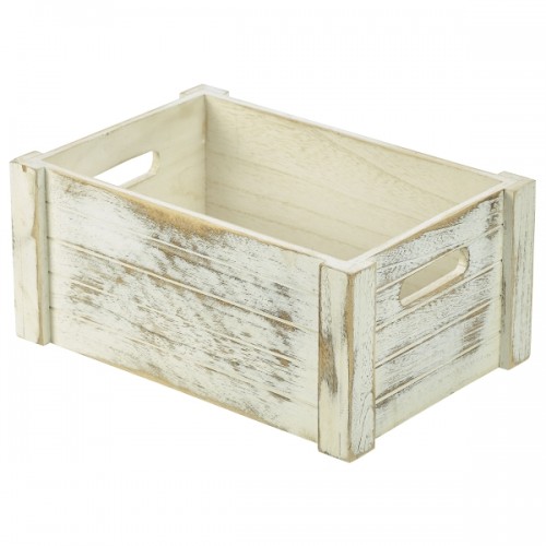 Wooden Crate White Wash Finish 34x23x15cm