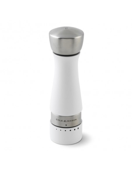 Cole & Mason Gourmet Precision Oldbury Glacier White Gloss Lacquered Beech Pepper Mill