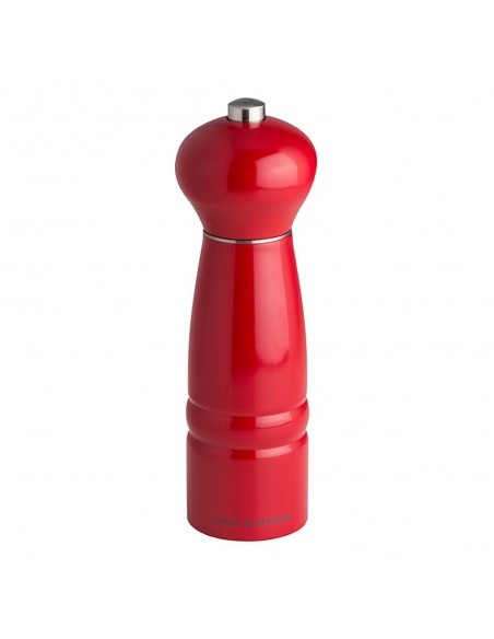 Cole & Mason Precision Windsor Flame Red Gloss Lacquered Beech Salt Mill 180mm