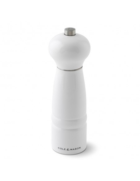 Cole & Mason Precision Windsor Glacier White Gloss Lacquered Beech Pepper Mill 180mm